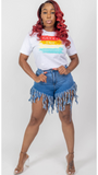 Shaggy Denim Fringe Shorts